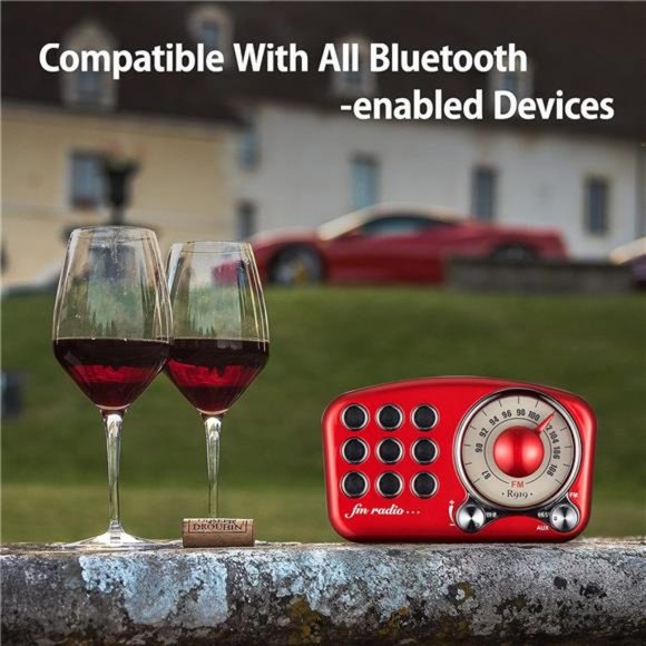 Retro Bluetooth Speaker, Vintage Radio-Greadio FM Radio with Old Fashioned - Picture 4 of 6